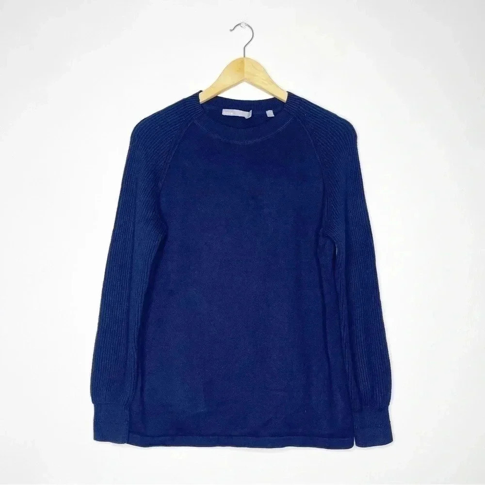 Theory Mens Blue Long Sleeve Cotton Sweater Size Small
